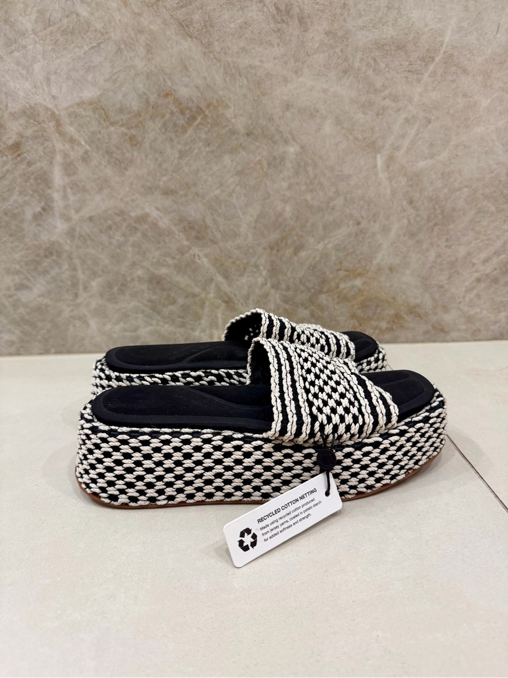 rag & bone Black and White Woven Platform Mules - Picture 3 of 5